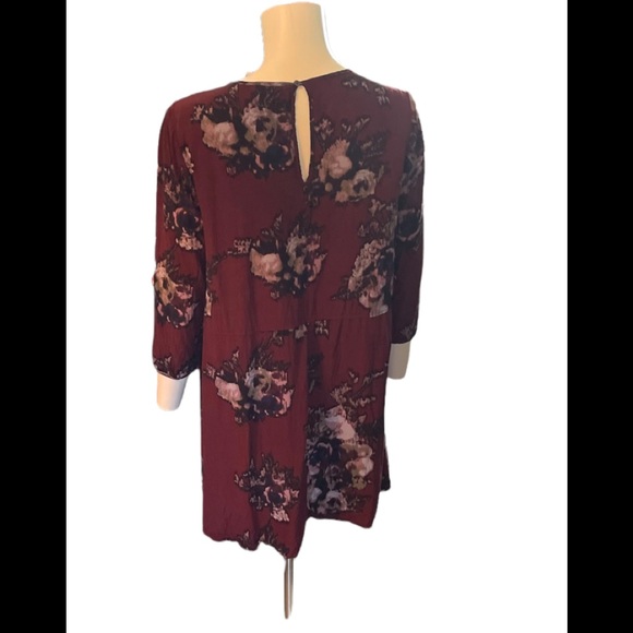 Aritzia Wilfred Crinkle Minidress Maroon Floral - Size Small - Picture 4 of 10